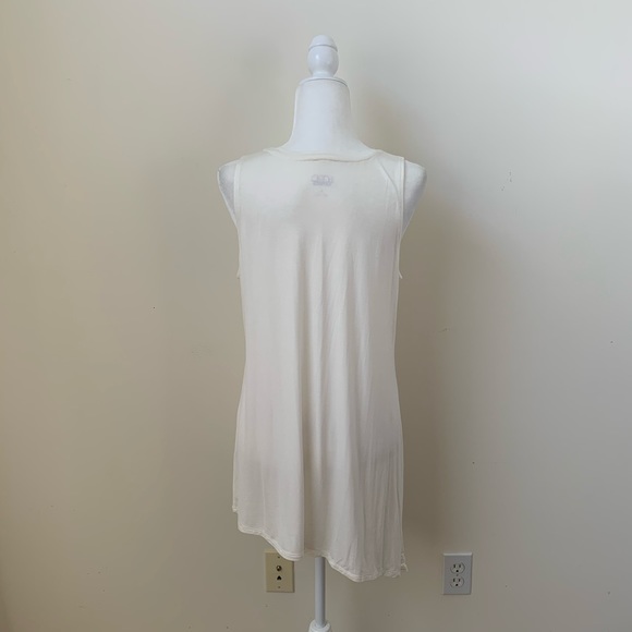 Logo Layers Soft White Asymmetrical Tank Top - Picture 3 of 6
